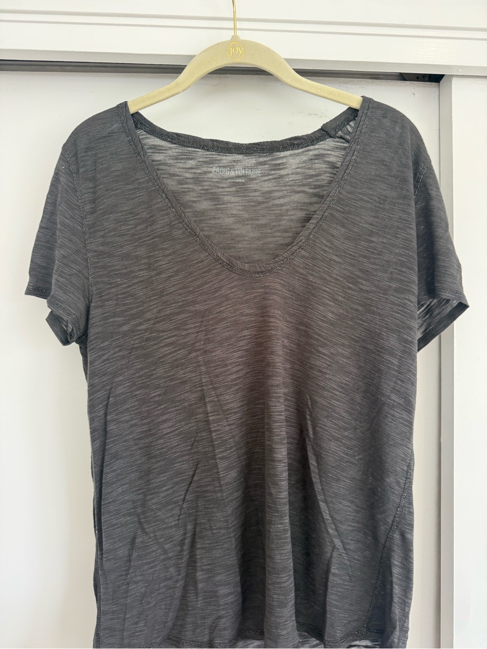 Zadig & Voltaire Charcoal Glitter Logo Tee Size M NWOT